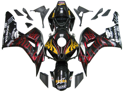 Fairings Honda CBR 1000 RR Black & Red Flame Shark Racing (2006-2007) Fairings Honda CBR 1000 RR Black & Red Flame Shark Racing (2006-2007)