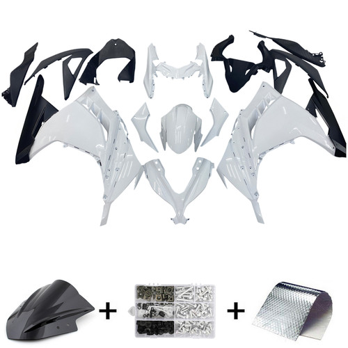 2013-2017 Kawasaki Ninja 300R EX300R White Ninja Racing Amotopart Fairings Plastics