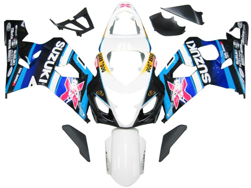 Fairings Suzuki GSXR 600 750 White Blue Brux GSXR Racing  (2004-2005) Fairings Suzuki GSXR 600 750 White Blue Brux GSXR Racing  (2004-2005)