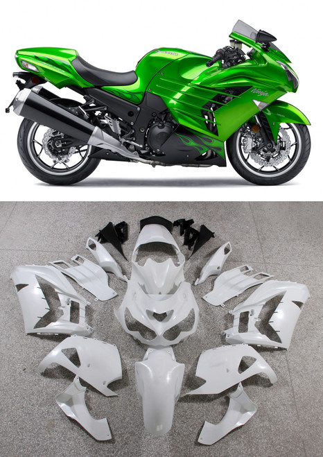 2012-2021 Kawasaki ZX14R Amotopart Fairings Plastics Ninja Green Flame Racing