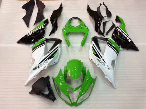 2013-2018 Kawasaki ZX6R 636 Amotopart Fairings Plastics Green White Ninja Racing 2013-2018 Kawasaki ZX6R 636 Amotopart Fairings Plastics Green White Ninja Racing