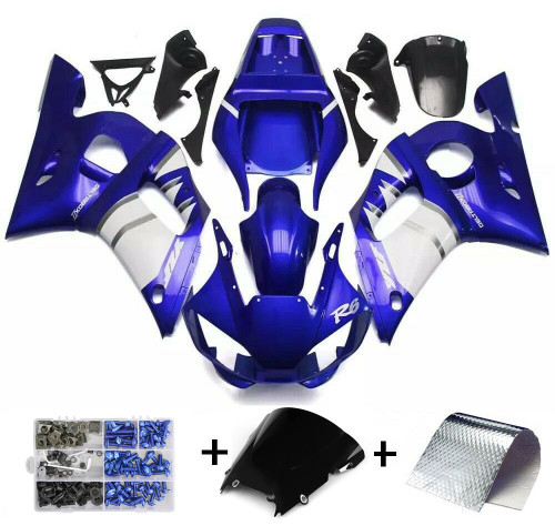 ABS Injection Plastic ABS Fairing Fit for Yamaha YZF R6 1998-2002 Blue White