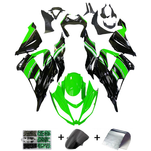 Fairing Injection Plastic Kit Green Kit Fit For Kawasaki Zx6R 13-16 W/Bolt