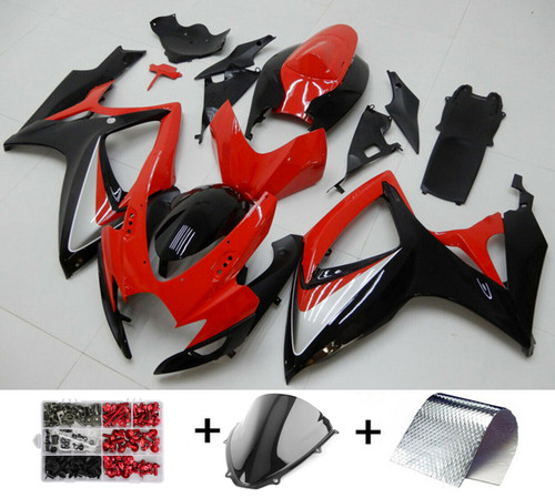 Fairing Injection Plastic Kit Red Black Fit For Suzuki GSXR600/750 2006-2007