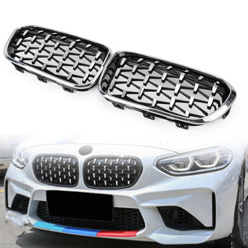 Chrome Black Front Kidney Grille Fit BMW 2015-2017 1 Series F20/F21