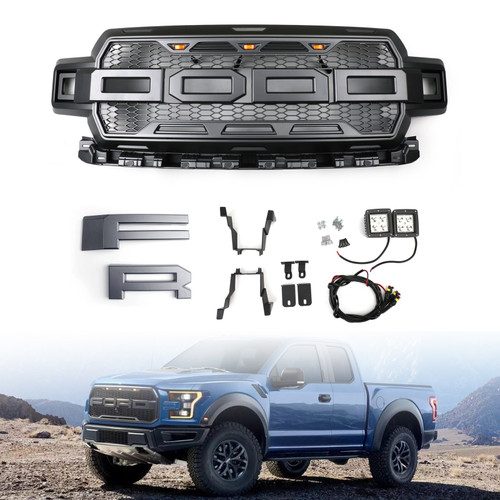 Honeycomb Grill Amber LED Raptor Style Grill Grille Fit Ford F150 2018-2020
