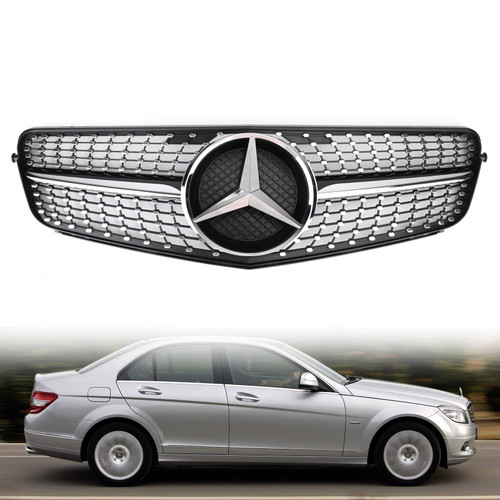 2008-2014 Mercedes-Benz W204 C200 C300 Diamond Black Chrome Front Grille Grill 2008-2014 Mercedes-Benz W204 C200 C300 Diamond Black Chrome Front Grille Grill