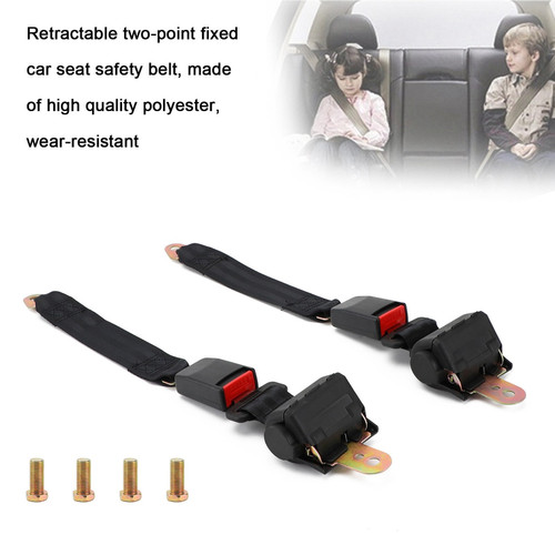 2 Sets 2 Point Retractable Auto Car Safety Seat Belt Buckle Universal Adjustable