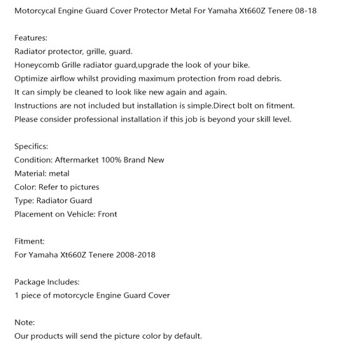 Motorcycal Radiator Guard Cover Protector Metal For Yamaha Xt660Z Tenere 08-18