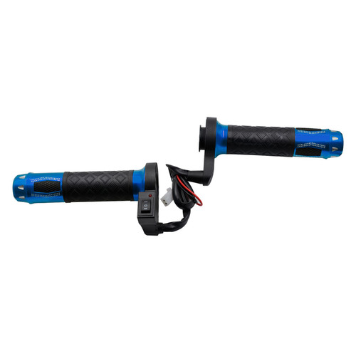 2X 7/8" 22Mm 12V Electric Heated Hand Grips Heating Handle Blue For Motorcycle