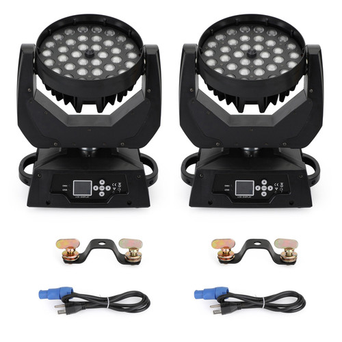 2Pcs 36 x 10W RGBW 4in1 LED Zoom Moving Head 360W Wash Stage Light DMX 15CH 2Pcs 36 x 10W RGBW 4in1 LED Zoom Moving Head 360W Wash Stage Light DMX 15CH