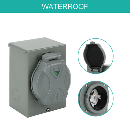 RV 50 Amp Power Inlet Box Outdoor Receptacle 3 Prong Locking Plug with LED Light RV 50 Amp Power Inlet Box Outdoor Receptacle 3 Prong Locking Plug with LED Light