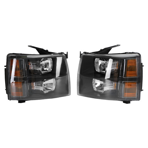 Black Housing Clear Headlights For Chevr Silverado 1500 2500HD 3500HD 07-13