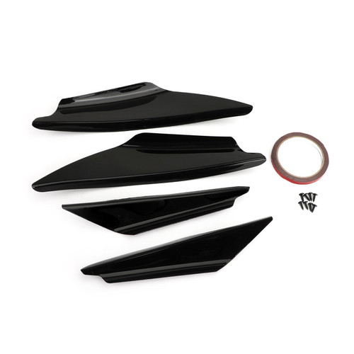 4pcs Universal Gloss Bk Car Front Bumper Fins Body Splitter Spoiler Canards