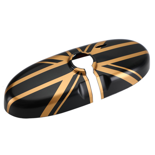 Union Jack UK Flag Rear View Mirror Cover for MINI Cooper R55 R56 R57 Black/Gold