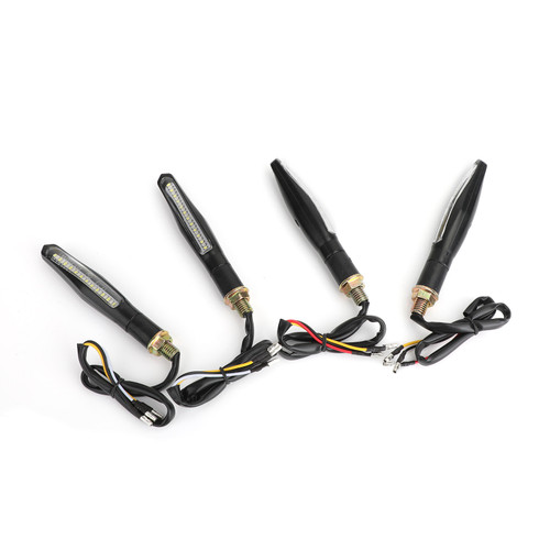 4x Sequential Flowing LED Motorcycle Turn Signal Indicator Lights DRL Brake Lamp 4x Sequential Flowing LED Motorcycle Turn Signal Indicator Lights DRL Brake Lamp