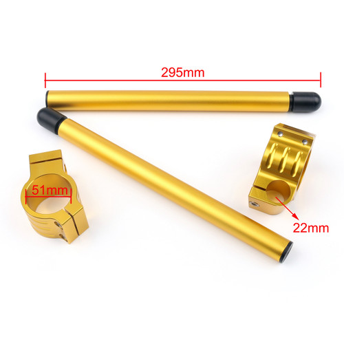 51mm Clip-On Handlebars Universal Motoycycle CBR VTR GSX GSXR SV ZX Mille R6 R1, Gold 51mm Clip-On Handlebars Universal Motoycycle CBR VTR GSX GSXR SV ZX Mille R6 R1, Gold