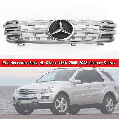 AMG Style Front Grille Grill Fit Mercedes-Benz ML-Class W164 2005-2008 Chrome