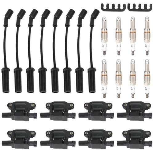 8PCS Square Ignition Coil+Spark Plug+Wires 12611424 For Silverado 1500 Tahoe GMC