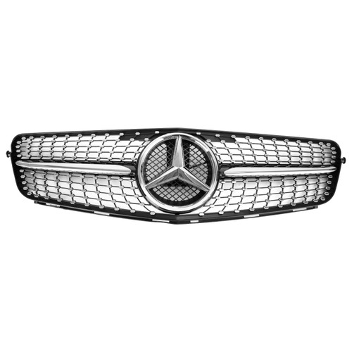 Diamond Front Bumper Grille Grill Fit C-Class Benz W204 C300 C350 2008-2014 LED