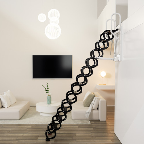 Wall Mounted Folding Ladder Black Loft Attic Stairs Pull down 12 Steps 27.6"*23.6" Generic  Wall Mounted Folding Ladder Black Loft Attic Stairs Pull down 12 Steps 27.6"*23.6" Generic