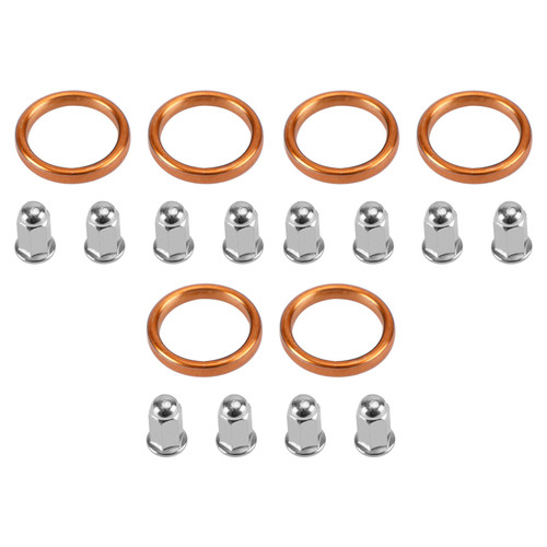 6 Exhaust Gaskets & 12 Cap Nuts For Honda Goldwing GL1500 Valkyrie GL1800 Rune 6 Exhaust Gaskets & 12 Cap Nuts For Honda Goldwing GL1500 Valkyrie GL1800 Rune