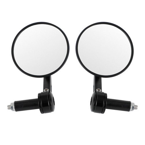 Pair 22mm Custom Handle Bar End Mirrors Anti Glare 4" Round Black Billet Quality