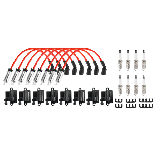 8 Pack Square Ignition Coil & Spark Plug Wire For Chevy GMC 4.8L 5.3L 6.0L 8.1L