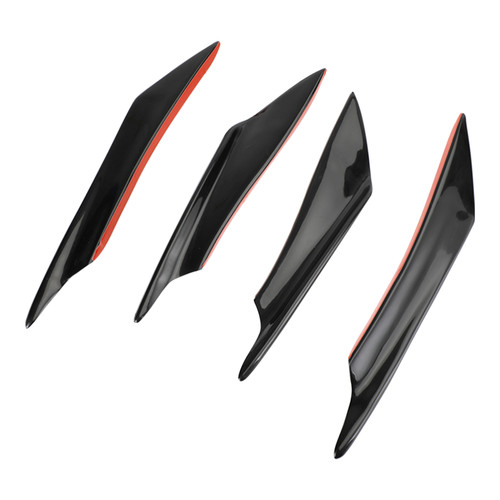 4pcs Universal Car Front Bumper Fins Body Splitter Spoiler Canards Gloss Black