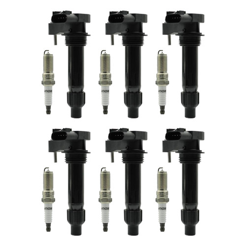 6 Ignition coil+6 Spark Plug UF569 For Cadillac GMC Acadia Buick