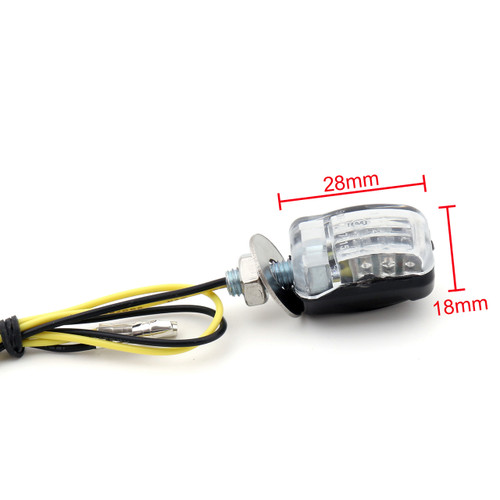 Chrome Micro Mini LED Turn Signals For Motorcycle – Front/Rear, Clear Lens
