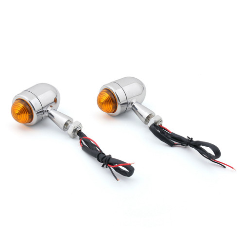 Bullet Mini Turn Signals Indicators Universal Honda Yamaha Suzuki Kawasaki Harley Ducati, Chrome