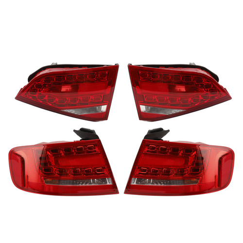 4pcs Outer+Inner Trunk LED Tail Light Lamp For Audi A4 2009-2012