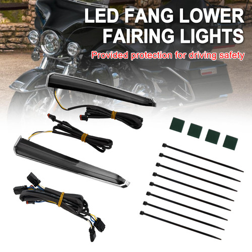 45801 LED Fang Lower Fairing Lights for Touring Road Glide 2014-2023 Chrome