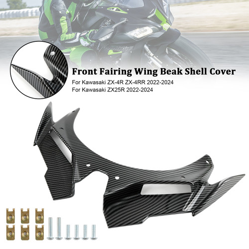 Front Fairing Wing Beak Shell Cover For Kawasaki ZX4R ZX4RR ZX25R 22-24 Carbon