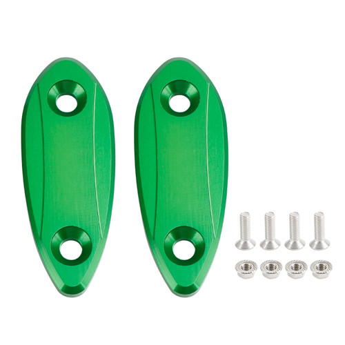 Green mirror delete blanking block off plates fits Kawasaki ZX-6R ZX6R 2009-2012