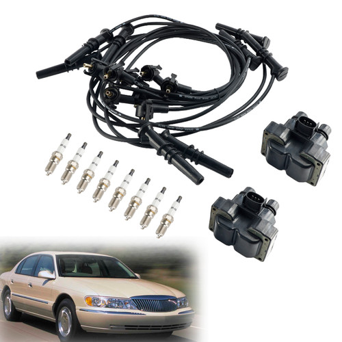 2 Ignition Coil Pack 8 Spark Plugs and Wire Set FD487 SP432 For Ford Expedition