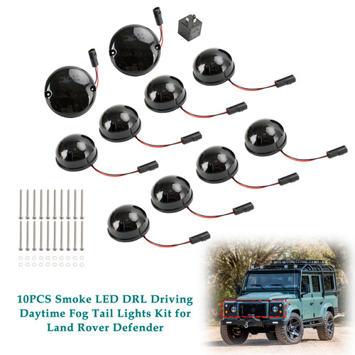 10PCS Smoke LED DRL Driving Daytime Fog Tail Lights Kit for Land Rover Defender