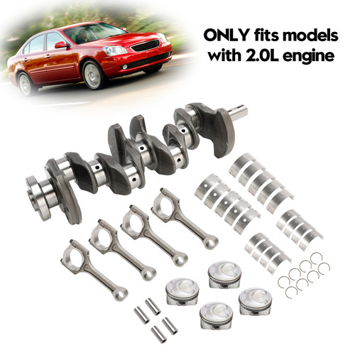 2006-2010 Kia Optima G4KD 2.0L Engine Crankshaft Rods Piston Kit & Bearing Set 23040-2G200, 231112G010, 23510-25030 Generic