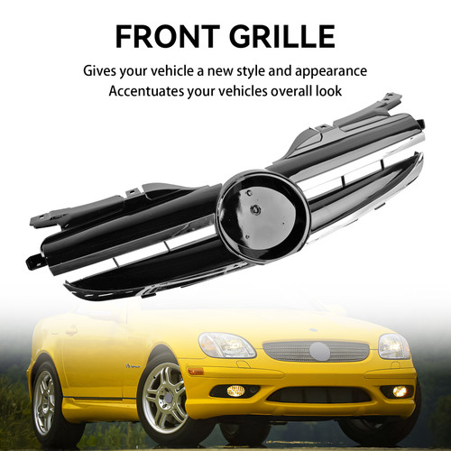 1998-2004 Mercedes Benz SLK-Class R170 SLK320 SLK230 SLK200 Front Upper Grill With 3D badge 521999696H Chrome, Black Generic 1998-2004 Mercedes Benz SLK-Class R170 SLK320 SLK230 SLK200 Front Upper Grill With 3D badge 521999696H Chrome, Black Generic
