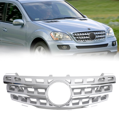 2005-2008 Mercedes-Benz ML-Class W164 AMG Style Front Grille Chrome Silver Generic