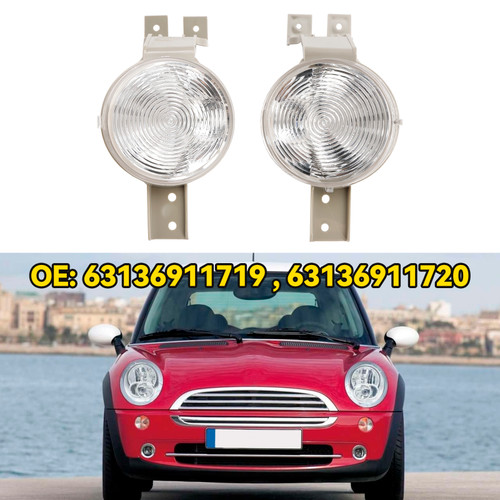 2001-2007 Mini Cooper Convertible Front Lrft+Right Indicator Light Lamp Flasher Clear Lens 63136911719 Generic