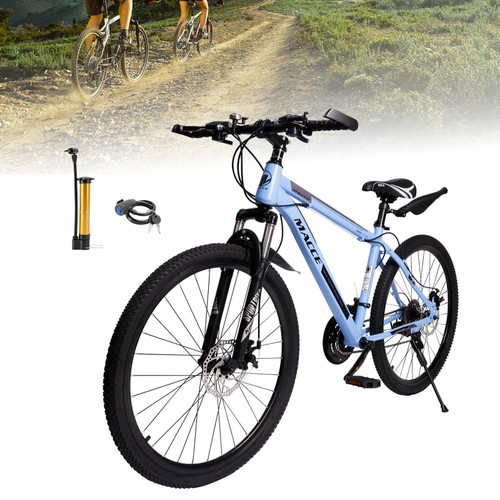 26 inch 27 speed double disc brake mountain bike MTB For adults With Cup holder Fender Blue