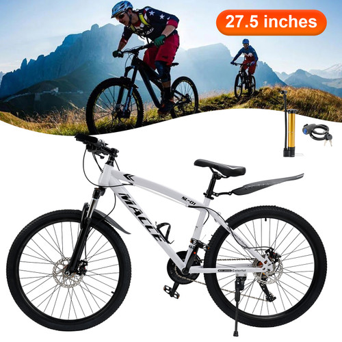 27.5 inch 27 speed double disc brake Suspension Fork mountain bike MTB Powder coated bicycle For adult With Cup holder Fender White