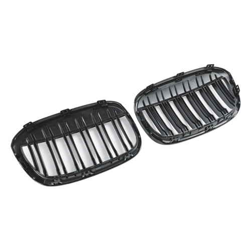 2016-2019 BMW X1 F48 F49 2PCS Front Kidney Grille Gloss Black Generic