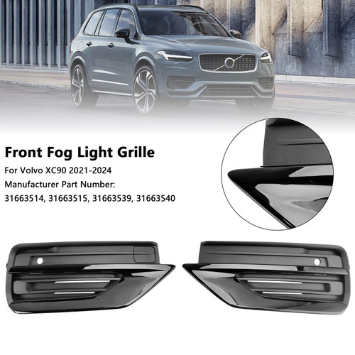 2021-2024 Volvo XC90 2 * Front Fog Light Grille Left & Right Black 31663514 31663515 Generic