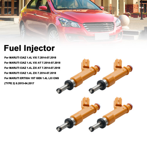 2014-2018 MARUTI CIAZ 1.4L ERTIGA SWIFT DZIRE 4PCS Fuel Injector 15710M83P00 Orange Generic 2014-2018 MARUTI CIAZ 1.4L ERTIGA SWIFT DZIRE 4PCS Fuel Injector 15710M83P00 Orange Generic