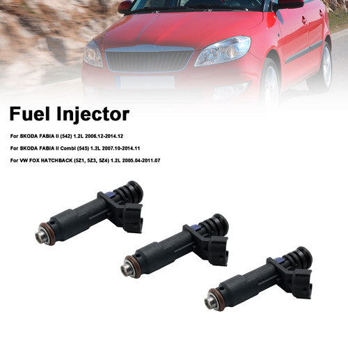 2006-2014 SKODA FABIA II Combi 3PCS Fuel Injector 03D906031G Black Generic 2006-2014 SKODA FABIA II Combi 3PCS Fuel Injector 03D906031G Black Generic