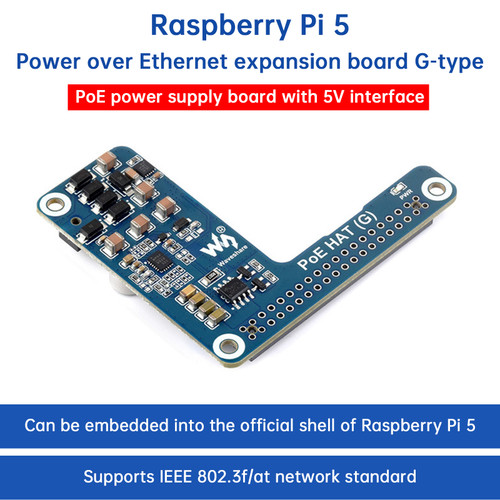 Raspberry Pi 5 Ethernet Expansion Board PoE Power Supply For Official Shell Raspberry Pi 5 Ethernet Expansion Board PoE Power Supply For Official Shell