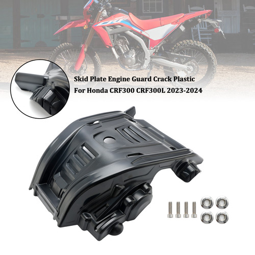 2023-2024 Honda CRF300 CRF300L Skid Plate Engine Guard Crack Plastic Black Generic